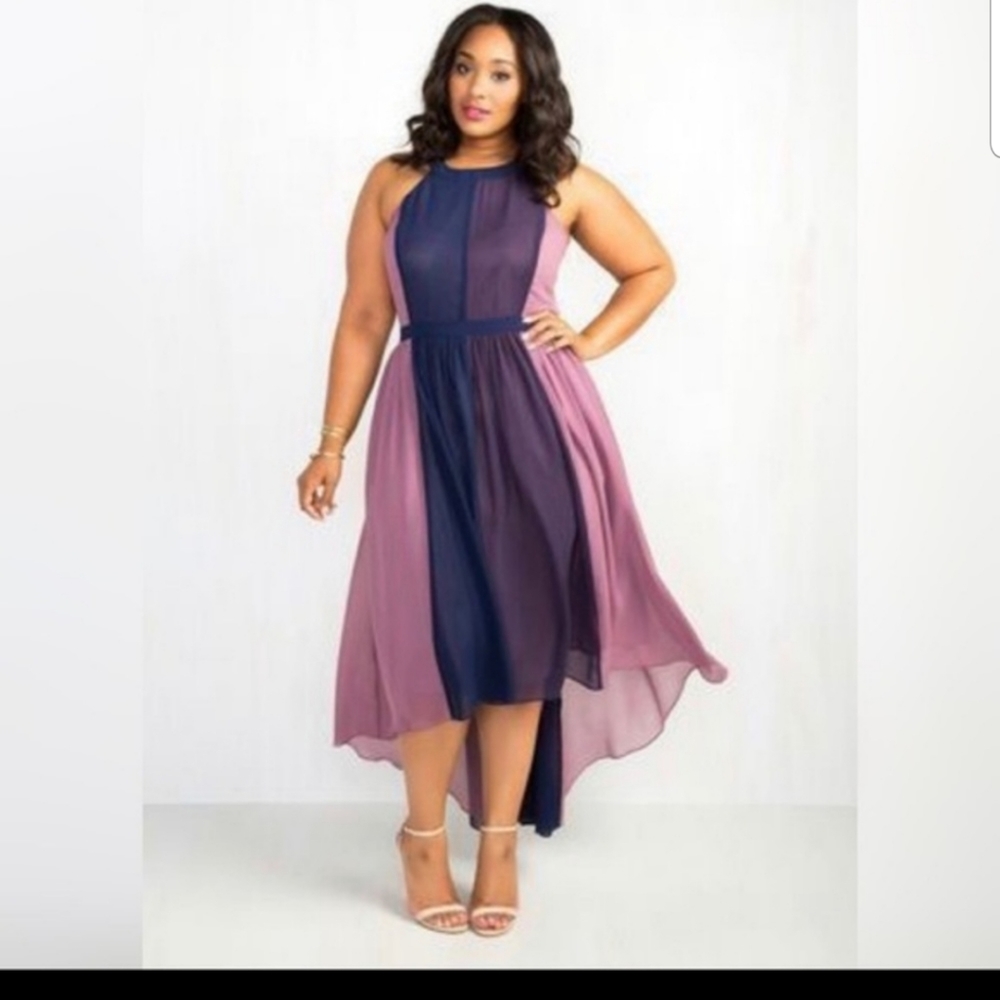 Modcloth Purple and Navy High Low Dress